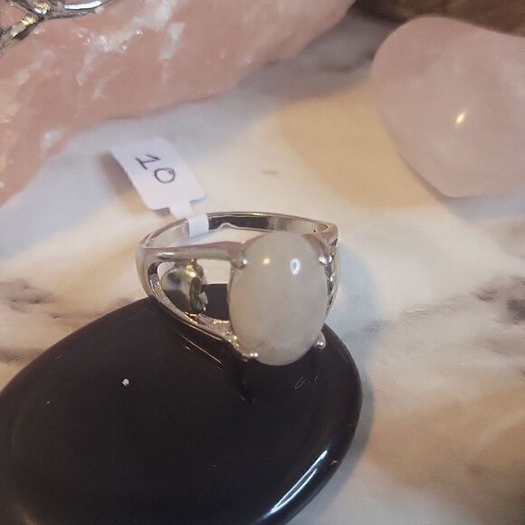Size 7 Snow Quartz Gemstone Silver Plated Rings - Picture 7 of 14